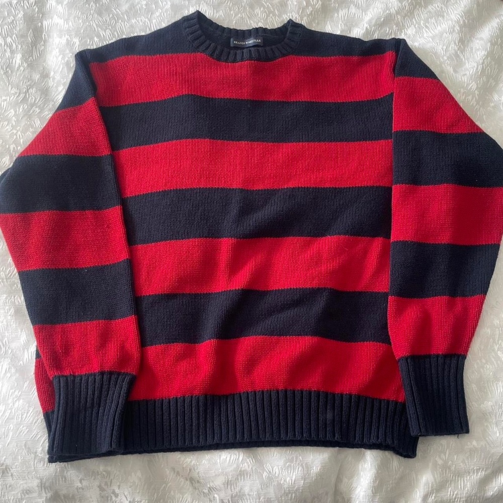 Brandy Melville Navy and Red Stripped Sweater